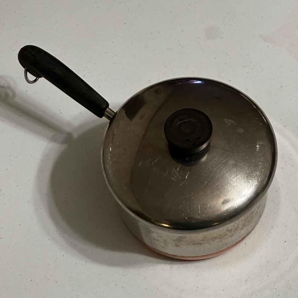 Revere Ware 1.5‎ Qt Saucepan Copper Bottom Stainless Steel Pot & Lid USA 90 j